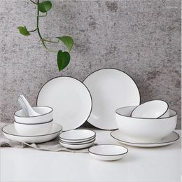 Dinnerware Sets 12pcs/ 17pcs/ 28pcs European White Briefness Style Ceramic Bowls Plates Suit Porcelain Tableware Set