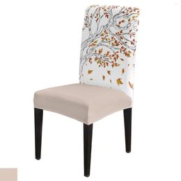 Chair Covers Autumn Plant Tree Leaves Dining Cover 4/6/8PCS Spandex Elastic Slipcover Case For Wedding El Banquet Room