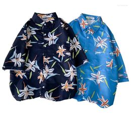 Men's Casual Shirts Morning Glory Printed Hawaiian Beach Shirt For Men Summer Short Sleeve 3XL Aloha Mens Holiday Vacation Clothing Chemise