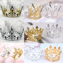 Festive Supplies 1 Piece Mini Crown Cake Topper Romantic Pearl Garland Happy Birthday Children Hair Ornaments Wedding Party Favours Sale