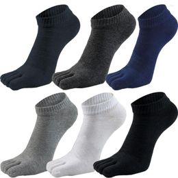 Men's Socks 6 Pairs Five-finger For Men Cotton Low Cut Solid Colour Ankle High Casual Toe Deodorant Moisture Wicking Sox