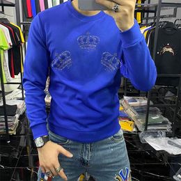 Men's Hoodies European And American Harajuku Crown Diamond Sweatshirts Male Hoody Latest Winter Cotton Long Sleeve