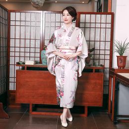 Ethnic Clothing 2022 Women Japanese Sakura Kimono Chinese Traditional Silk Satin Wafuku Spring Festival Hanfu Dress Plus Size