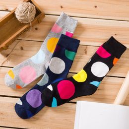 Men's Socks 2022 Autumn Winter Polka Dot Combed Cotton Calcetines Vintage Fashion Colorful Happy Casual