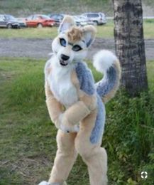 Furry Husky Dog BENT LEGS Fursuit Mascot Costume Faux Fur Suit Party Outfit Dress Adult Size Outdoor Decorations