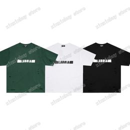 xinxinbuy Men designer destroyed Tee t shirt france Paris hole letters print short sleeve cotton women oversize white black green XS-2XL