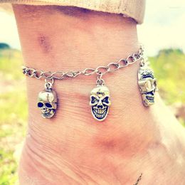 Anklets Skull Ankle Bracelet For Women Gothic Skeleton Witchcraft Silver Colour Bracelets On The Leg Summer Beach Chain Jewellery VGA006