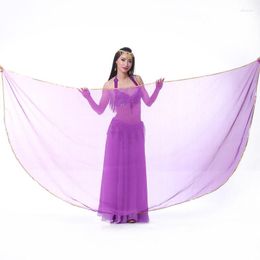 Stage Wear Women Belly Dance Chiffon Veil Semicircle Arc Gold Edge Scarf Shawl 250x120cm 12 Colours