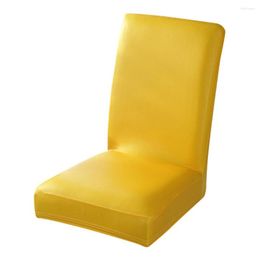 Chair Covers Cover Solid Color Stretch PU Leather Durable Waterproof Seat For Kitchen Living Room Decor Drop