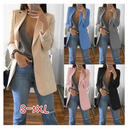 Women's Suits & Blazers Plus Size S-5XL 15 Colors Casual Long Sleeve Solid Turn-down Collar Coat Lady Business Jacket Suit Slim Top Women