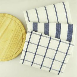 Table Napkin 1PC Brief Pastroal Napkins Tea Towels Blue Striped Cotton Plaid Mats Placemats Kitchen Background Tablecloth