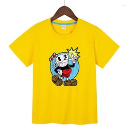 Camisetas para hombres Cuphe Cuphead Mugman Cartoon Family Clothing Camiseta para niños Camiseta de verano