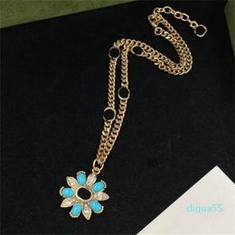 Pendant Necklaces Womens Flowers Letter Gold Chain Love Enamel Party Wedding