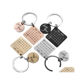 Key Rings Personalised Calendar Keychain Hand Carved Highlighted With Heart Date Keyring Stainless Steel Valentines Day Gift 3013 Q2 Otmcj