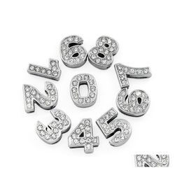 Charms 8Mm 10Mm Az Alphabet / 09 Numbers Zinc Alloy Slider Letter Symbol Fl Rhinestones Mixed 130Pcs 1102 Q2 Drop Delivery Jewelry F Ottxr