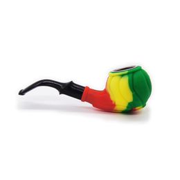 Smoking Accessories cigarette Colour silicone smoke fighting resin mouth Metal bucket convenience type removable pipe fume bong dab rig
