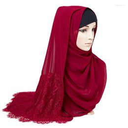 Ethnic Clothing European And American Style Pearl Chiffon Lace Scarf Malaysian Muslim Ladies Head Women Turban