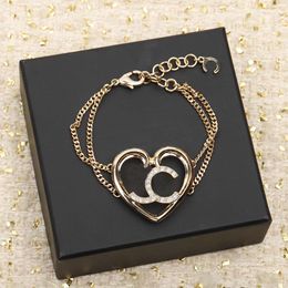 2023 Luxury quality Charm heart shape pendant bracelet with diamond in 18k gold plated have box stamp PS7448A