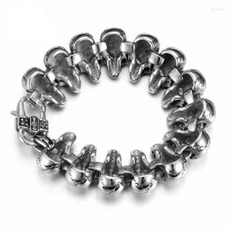 Charm Bracelets HAOLYNJOY Skull Men&#39;s Hand Bracelet Stainless Steel Punk Skeleton Male Wrap Metal Bangle European Jewelry