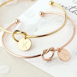 Bangle Personalize Knot Initial Bracelets Bangles A-Z 26 Letters Charm Bracelet Love For Women Jewelry