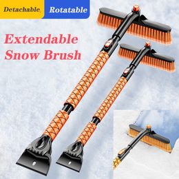 Ice Scraper and Extendable Snow Brush for Car 2 in 1 Multifunction Telescopic Snow Broom with Ice Scraper Snow Removal 360° Pivoting Brush Head