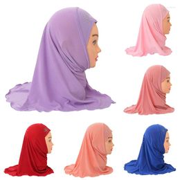 Ethnic Clothing 2-7 Years Muslim Kids Scarf Shawls Headscarf Children's Amira Hijab With Rhinestone Girls Turban Sun Protection Hat