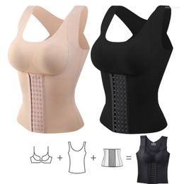 Women's Shapers Women Waist Buttoned Bra Vest Posture Corrector Tank Tops Seamless Underwear Sheath Slimming Corset Tummy Control Body