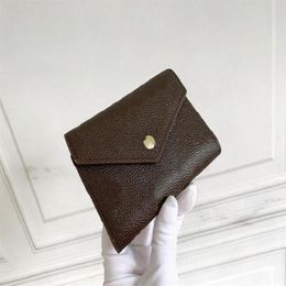 Genuine Leather Luxurys Designers women Wallet Purse Original High Quality Fashion man Short Victorine Wallets Classic Zipper Pock249d