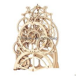 Desk Table Clocks 3D Diy Clock Wooden Mechanical Kids Rooms Novelty Manual Stitching Modern Design Watch Zegar Household Products Dhqng