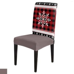 Chair Covers Christmas Winter Snowflake Red Plaid Cover Dining Spandex Stretch Seat Home Office Decoration Desk Case Set