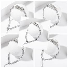 Bangle Stainless Steel Angel Number Bracelet For Women Fashion Simple Charm Lucky Jewellery Girl Anklet Party Gift