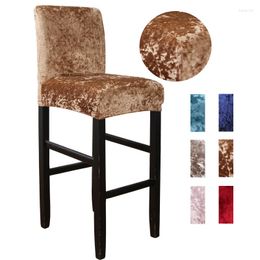 Chair Covers Velvet Bar Stool With Backrest Elastic Seat Home Soft Slipcover Protector For Kitchen Breakfast Counter
