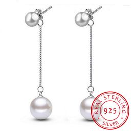 Dangle Earrings Classic Pearl For Women Silver 925 Jewellery Female Long Tassels Ear Drops Temperament Wedding Accessory Gift