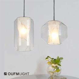 Pendant Lamps Modern Minimalist Led Lamp Clear Glass Marble Shade Nordic Lights E27 Lighting Fixtures For Home Deco Bar