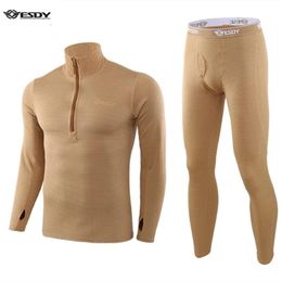 Men's Thermal Underwear ESDY Winter Top Quality Sets Men Compression Fleece Sweat Quick Drying Thermo Male Clothing