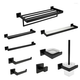 Bath Accessory Set SUS 304 Stainless Steel Bathroom Hardware Black Matte Paper Holder Toothbrush Towel Bar Accessories