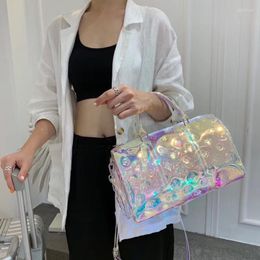 designer Duffel Bags Laser Embossed Magic Colour Travel Bag Fashion Hand Bill Of Lading Shoulder Large Capacity Backpack Transparent PVC Fitness