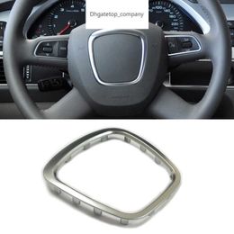 Chrome steering wheel trim emblem badge frame cover center ring sticker for Audi Q5 Q7 A3 S3 8P A4 B6 B7 B8 A5 B8 A6 C7