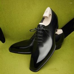 Dress Shoes Black Whole-cut Oxford Men Leather Wedding Business Nightclubs Oxfords Classic Lace Up