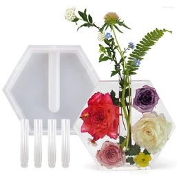 Baking Tools Large Resin Moulds For Vase Plant Propagation Station Hexagon Shaped Epoxy With 4 Test Tubes Hydroponic