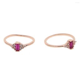Wedding Rings Cubic Zirconia Jewelry Rose Gold Color CZ Crystal High Quality Purple Fashion For Women Drop Finger Ring Gift