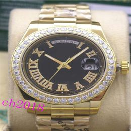 Luxury Watch Mens 18kt Gold Date Black Dial Roman 118348 Diamond Bezel 41mm Automatic Fashion Brand Men's Watch Wristwatch256T