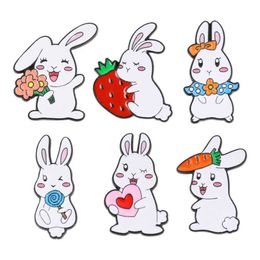 Shoe Parts Accessories Cute Rabbit Enamel Pins Creative Animal Brooches Kids Backpack Decoration Jewelry Women Coat Lapel Pin Badges Gift