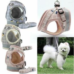 Dog Collars Breathable Harness Mesh Vest Adjustable Chain Leash Set Reflective Puppy Kitten Collar For Small Cat Pet Supplies