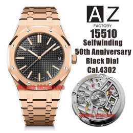 AZF Watches 50th Anniversary 15510OR.OO.1320OR.02 Selfwinding 41mm Cal.4302 Automatic Mens Watch Black Dial Rose Gold Bracelet Gents Wristwatches