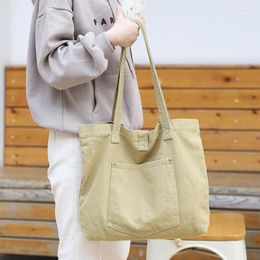 Evening Bags Shoulder Bag Korean Casual Retro Washed Canvas Large-capacity Shopping Simple And Light Solid Color Handbag