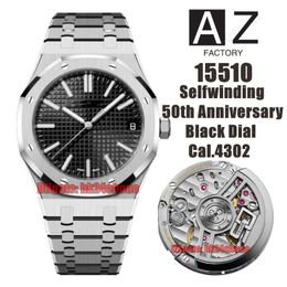 AZF Watches 50th Anniversary 15510ST.OO.1320ST.02 Selfwinding 41mm Cal.4302 Automatic Mens Watch Black Dial Stainless Steel Bracelet Gents Wristwatches