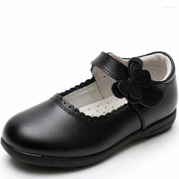 Flat Shoes Girls Mary Jane Kids PU Leather School Black Brogue Dress Flower Wedding White Children Princess Uniform