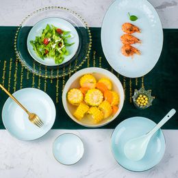 Bowls Bowl And Dish Set Ceramic Tableware Jingdezhen Hand-painted Gold Rice Noodle Light Luxury Simple Soup