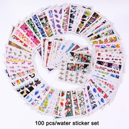 100pcs nail art sticker imposta copertura completa mista ragazza fiore decalcomanie del fumetto per polacco gemma nail foils art decor TRSTZ134-233253S